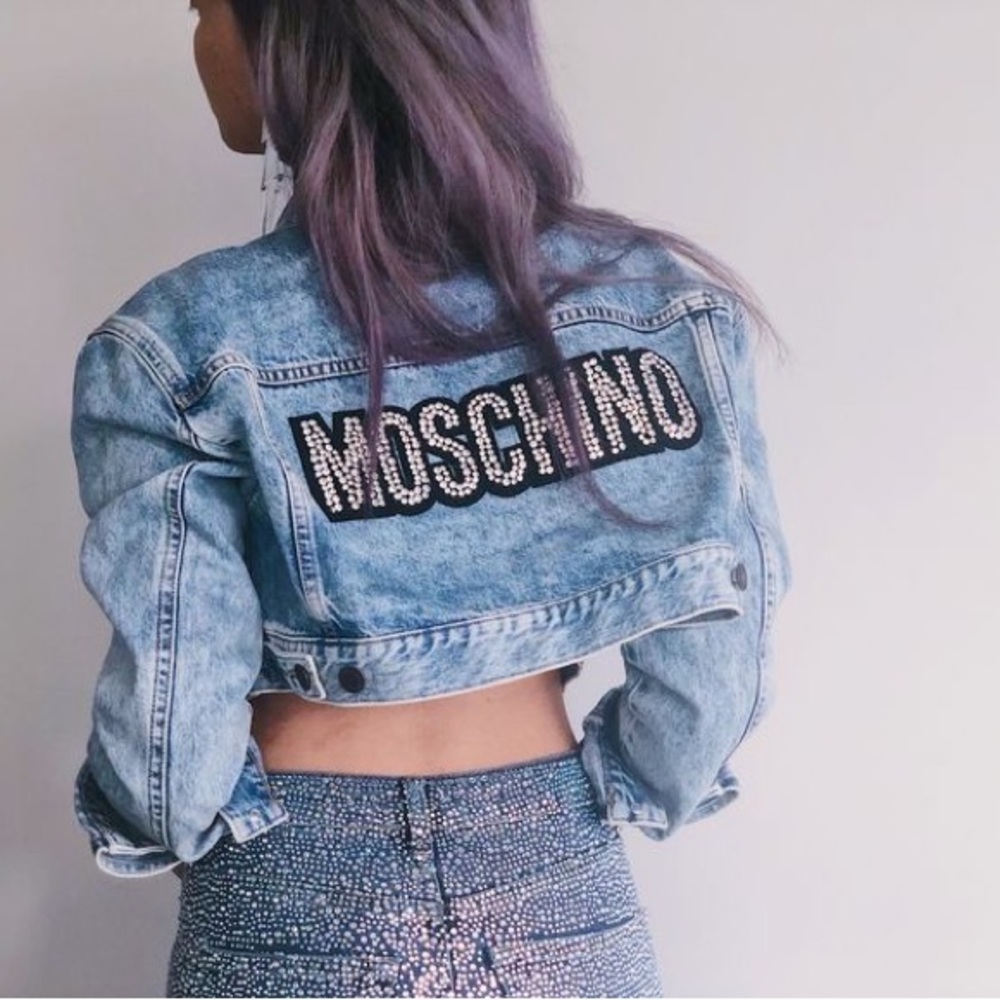 H&M x MOSCHINO | Limited Edition Cropped Denim Jacket Size: XS